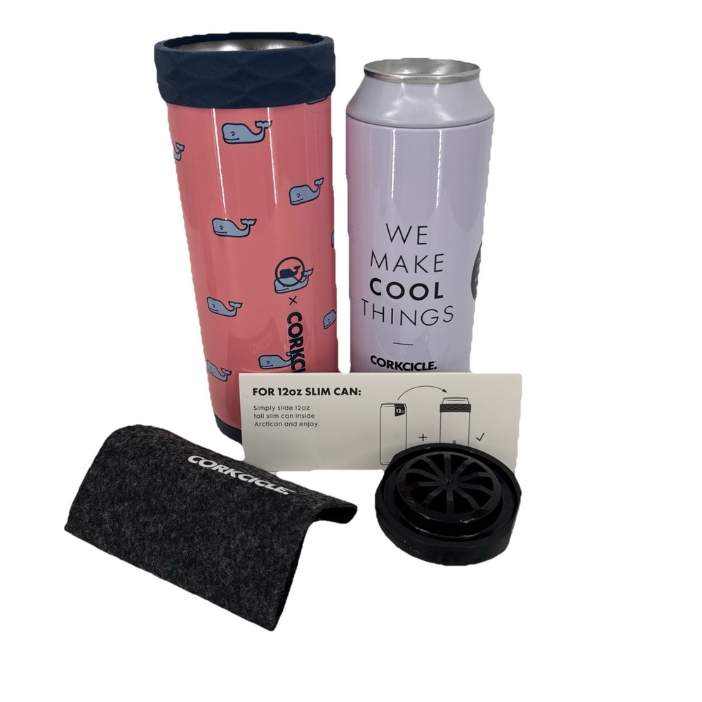 Vineyard Vines Insulated Can Cooler Corkcicle Slim Arctican 12 oz NEW